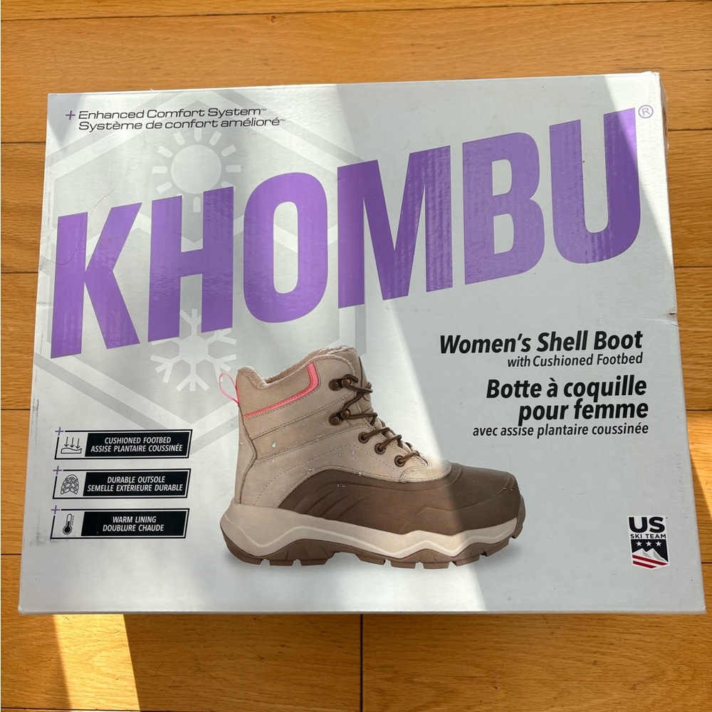 BNIB Khombu Women's Shell Boot - Brown with Pink Accents Size 8